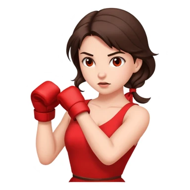 Fighting brunette girl red dress sticker