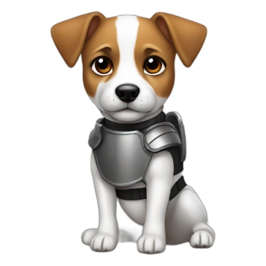 jack russell dog with black eyes in body armor sticker