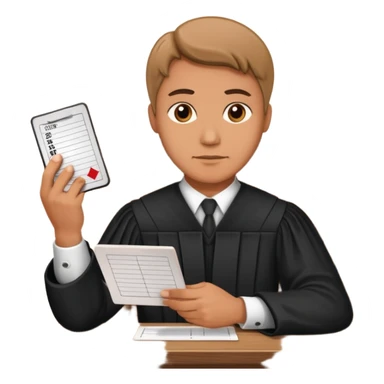 a judge at a table handing over a score card, simple, no text on card sticker