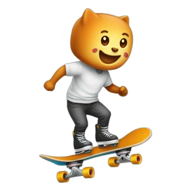 Chat roux qui mange une glace sur un skate sticker