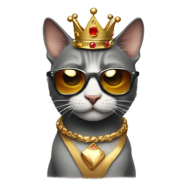 cat with crown and sunglases sticker