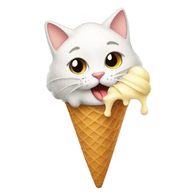 cat licking a vanilla ice cream  sticker