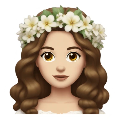Lana del rey with brunette hair and a flower crown sticker