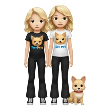 10 year old girl wearing flares black leggings and and a t-shirt that says " Free pets for lifee 💓" and her hair is blonde Wavy sticker