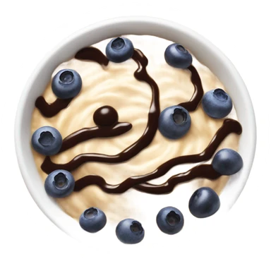 oatmeal in a bowl topped with blueberries and chocolate sauce sticker