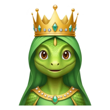 Female lizard wears crown gown sticker