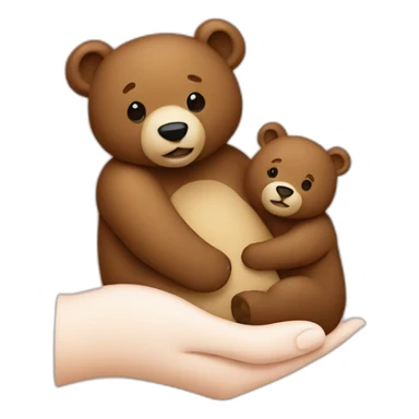 a big bear holding a small bear's hand sticker