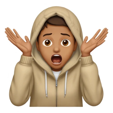 mouth open scared face with 2 hand place on face, with clothes sticker