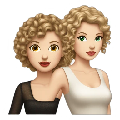 taylor swift and a white girl with curly borwn hair sticker