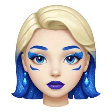 blue lipstick with glitter sticker