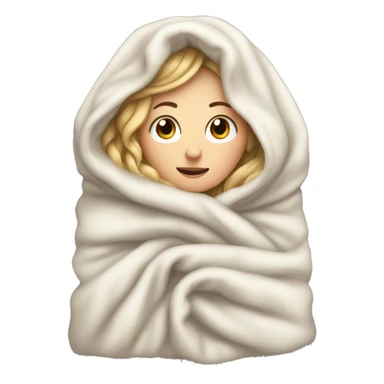 White girl snuggled in a blanket freezing sticker