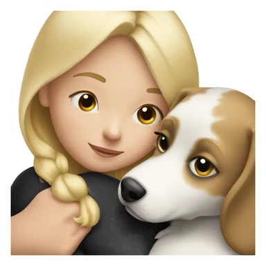 Blonde child snuggling with black and white dog sticker