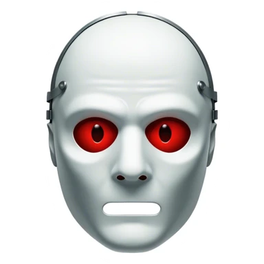 Icon for Thriller: A dark, chilling design featuring a silhouette of Hannibal Lecter’s mask, with a hint of his piercing eyes. Blood-red tones and eerie shadows add suspense, symbolizing the sinister atmosphere. Vintage, intense cinematic style. Transparent background. sticker