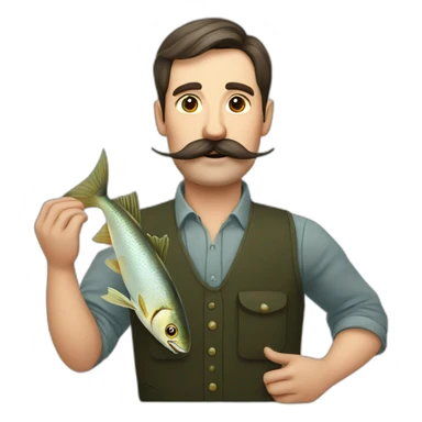 russian moustache husband with fish sticker