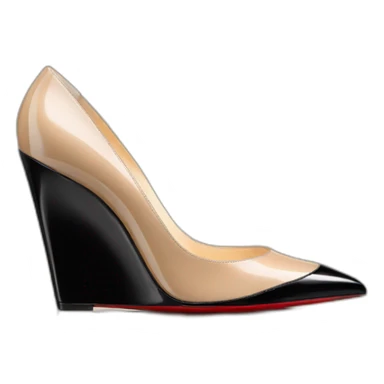 One WEDGE heel LOUBOUTIN black leather PATENT sticker