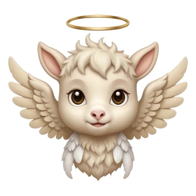 beige cute baby goat face with angel wings  sticker