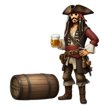 Jack Sparrow boive une bière sticker