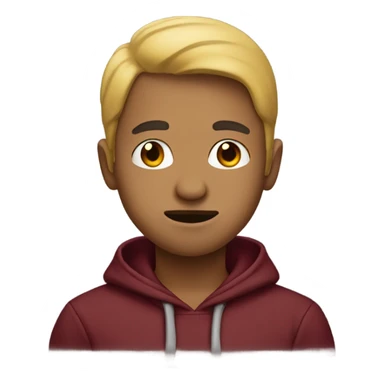 Man in maroon hoodie picking nose sticker