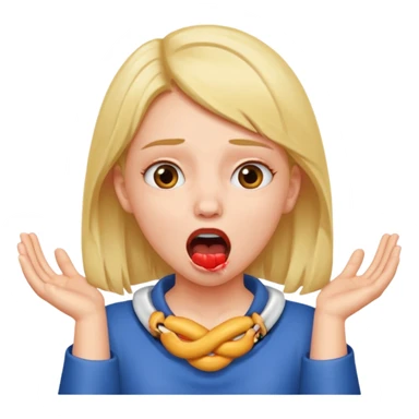 girl with two hands on her neck choking with mouth open and eyes crazy sticker