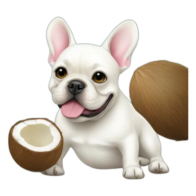white FRENCH BULLDOg drinking coconut sticker