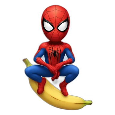 Spiderman sitting on banana sticker