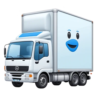 Camion blanc avec affiche bleu contenant sticker