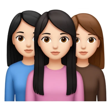 Three girl friends with straight hair one have black hair and two have brown hair sticker