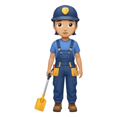 Repairs and Maintenance, Young, wearing navy overalls, a cap and having tool belt, full body sticker