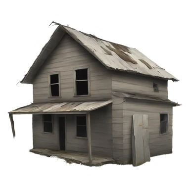 abandoned, dilapidated 2-storey shack sticker
