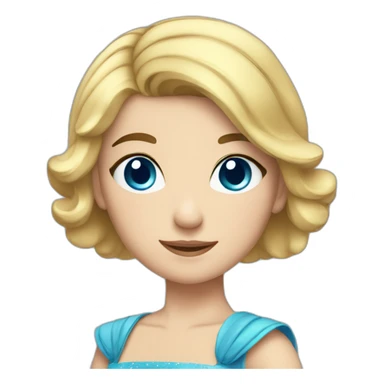 a girl with short hair and blue eyes in a princess asterisk costume sticker