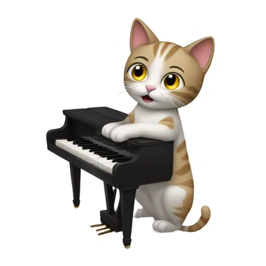Cat playing piano sticker