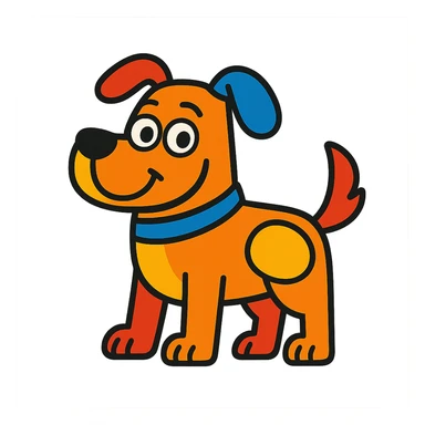 dog, vibrant colors, cartoon style sticker