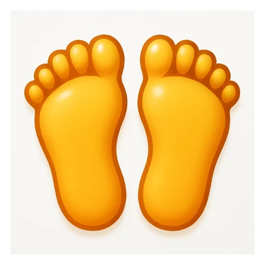 Create a feet emoji inspired by the reference image, showing both feet in a simplified and smooth classic emoji style. Add a slight shine to the feet to enhance the emoji-like appearance. sticker