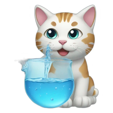 Cat with water sticker