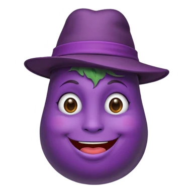 eggplant with hat and face tattoed  sticker