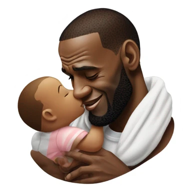 lebron james giving a baby a kiss sticker