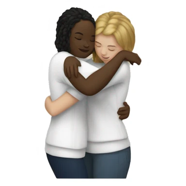 Two white women hugging eachother sticker