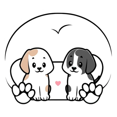 two puppy paws with a white heart on the pad sticker