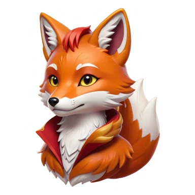 Cinematic Noble Fox Portrait Emoji, Poised and regal, with a lithe, agile build and a lush, fiery red Fur accented by white markings on the chest and tip of the tail, deep-set soulful amber eyes, Simplified yet sharp and sophisticated features, highly detailed, glowing with a warm, dignified glow, high shine, intelligent and cunning, stylized with an air of wild elegance, focused and attentive, soft glowing outline, capturing the essence of a watchful and confident forest wanderer, so majestic it feels as though it could dash out of the screen with effortless authority! sticker