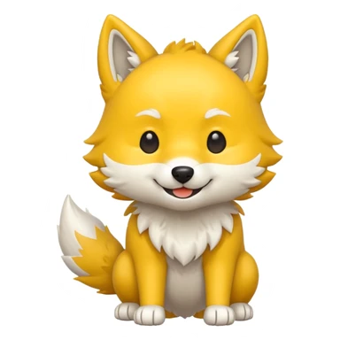 Yellow and white chibi wolf full body sticker