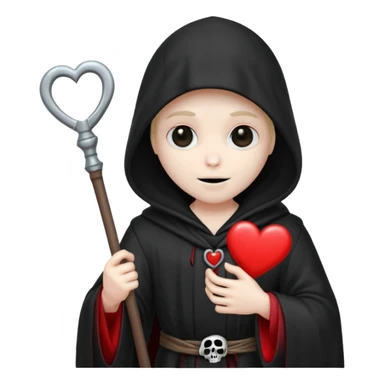 cute grim reaper holding a heart sticker
