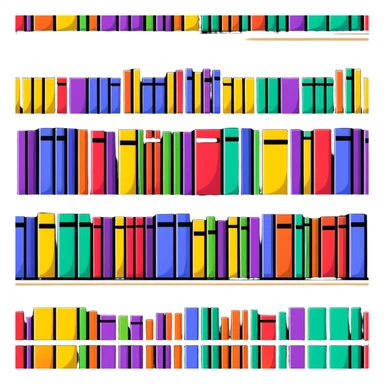 row of books on bookshelf, colorful book spines visible sticker