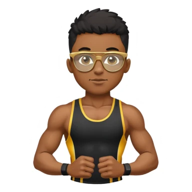 black boy athlete in stringer with gold glasses sticker