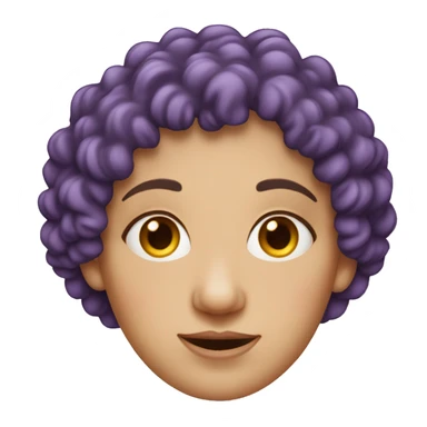 European, purple curly hair, woman, middle-aged, nose ring. sticker
