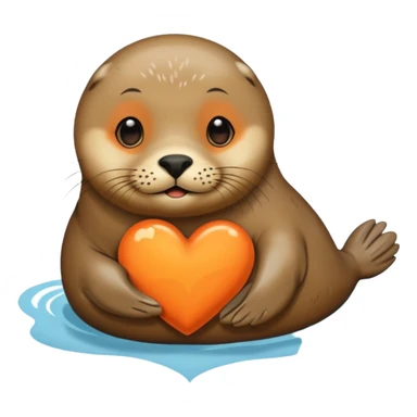 a seal in love with orange heart sticker
