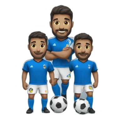 equipo de 3 personas futbol camisa azul sticker