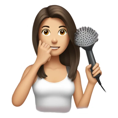 Brunette girl blow drying hair sticker