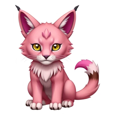 A pink lynx-caracal-fakemon-Digimon-creature-hybrid sticker