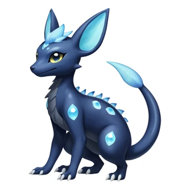 Shiny icy iridescent Pastel Nebulae Salandit-Meowstic-Umbreon-Fakémon-hybrid-creature (full body)  sticker