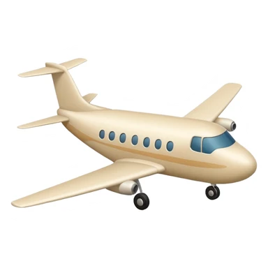 light beige (milky) airplane, Apple emoji style, simple shapes, no text sticker